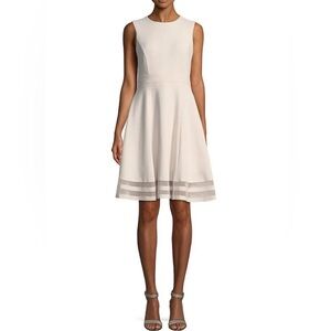 Calvin Klein Women’s Round Neck Sleeveless Mesh Hem Fit and Flare Dress Size 10P